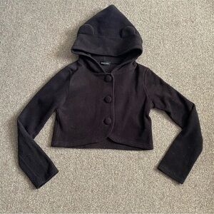 Japanese PEACE NOW Black Fleece Bear Ear Hooded EGL Lolita Fashion Kawaii Jacket